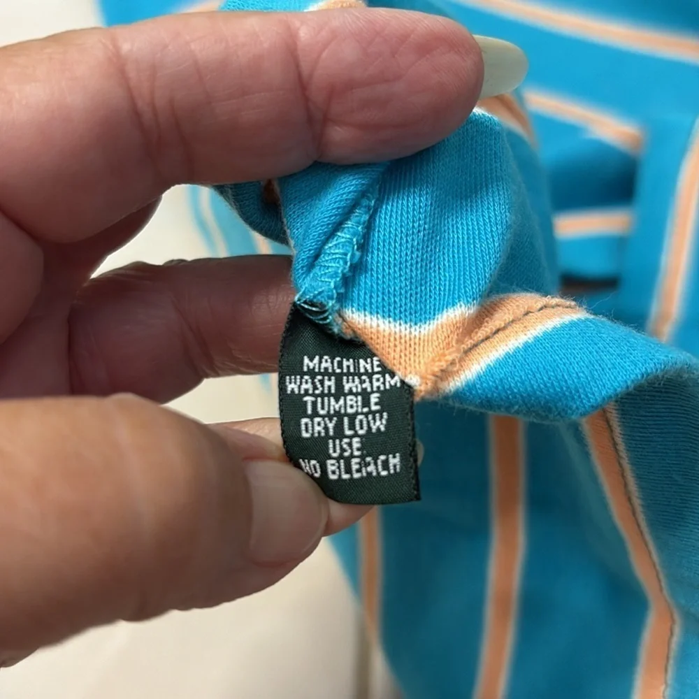 Vintage Ralph Lauren Teal and Peach Polo Shirt. Child’s 18. Y2K - Picture 5 of 11